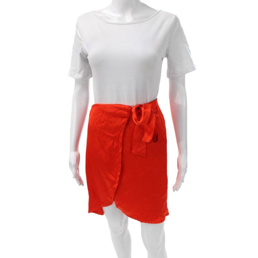 Nonchalant Label Womens Orange Wrap Skirt Knee Length Polyester Blend Size XS